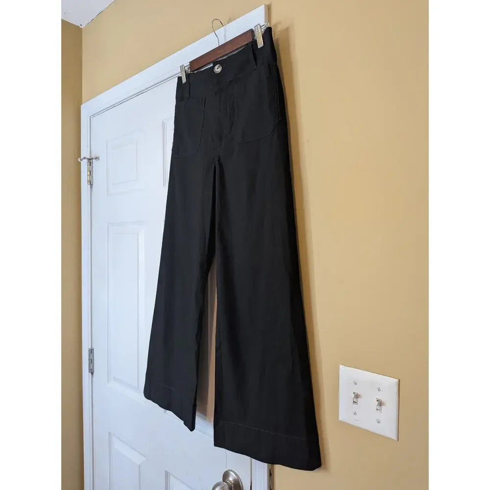 Maeve The Colette High-Rise Cropped Wide-Leg Pants Black Size 28 Minimalist - Picture 3 of 11